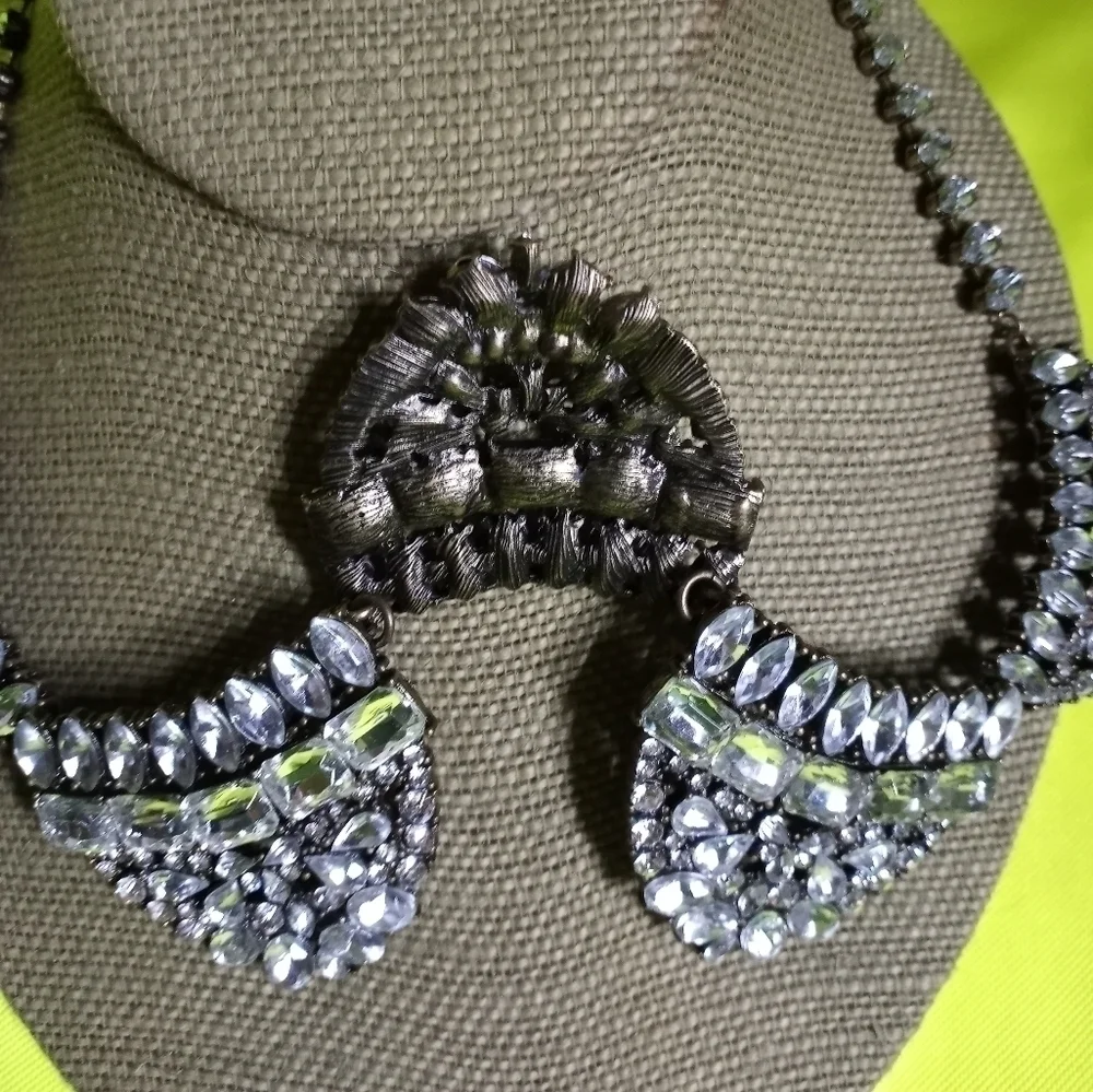 Baublebar goldtone rhinestone necklace statement runway